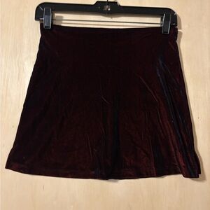 Joule Velvet mini skirt in Deep Red crushed velvet. Size xtra small.